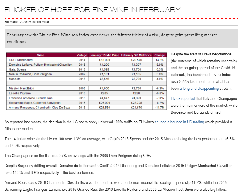 Fine wine in february