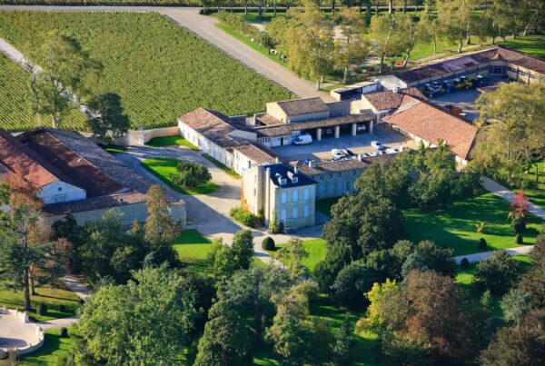 A birds-eye shot of an old chateau
