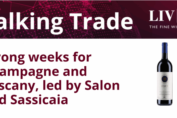 strong weeks for champagne and tuscany, led by salon and sassicaia