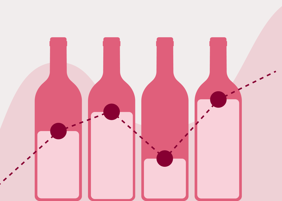 Solutions for Fine Wine Investment Businesses - Illustration Of Pink Wine Bottles With Graph Overlay